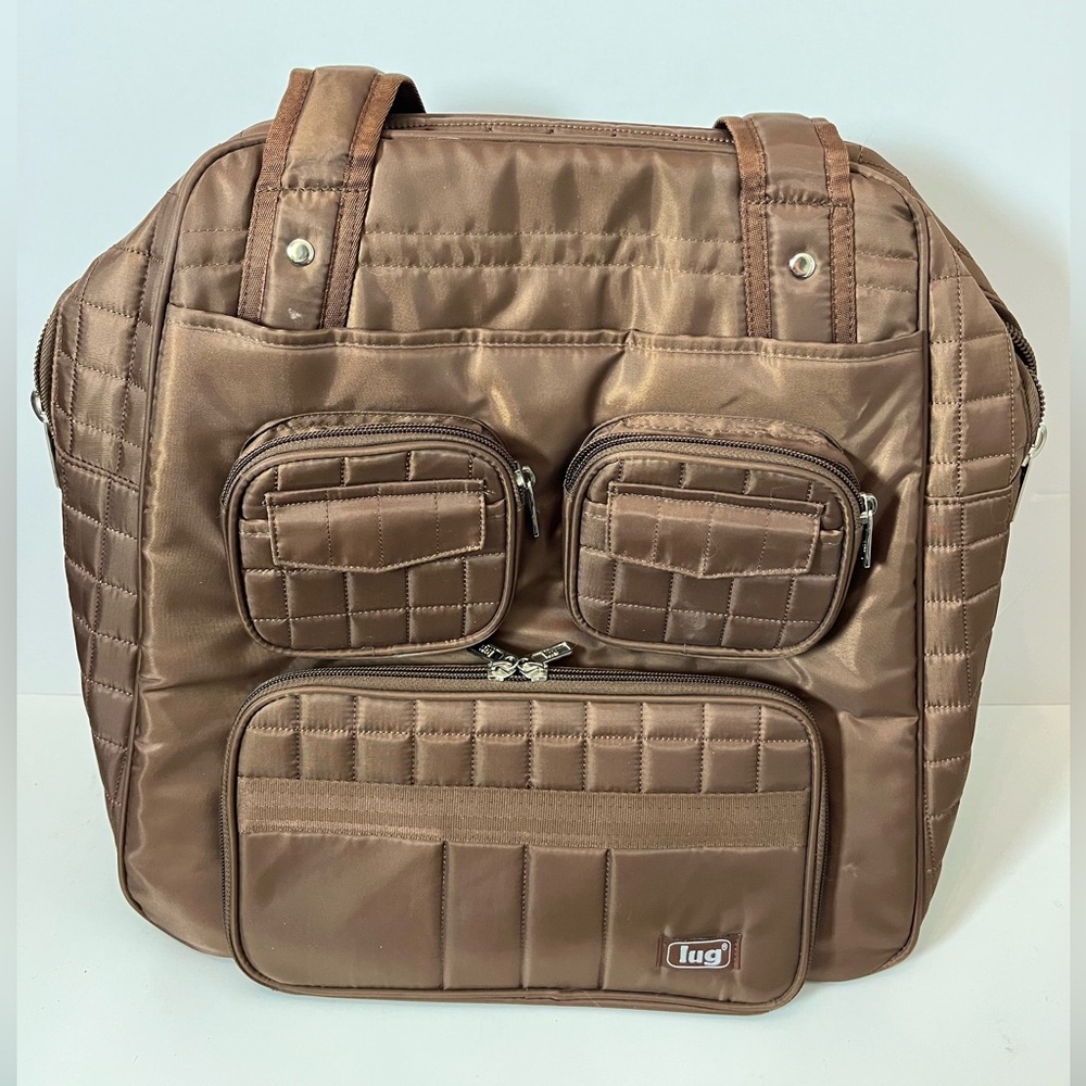 Brown Lug Quilted Shoulder Bag